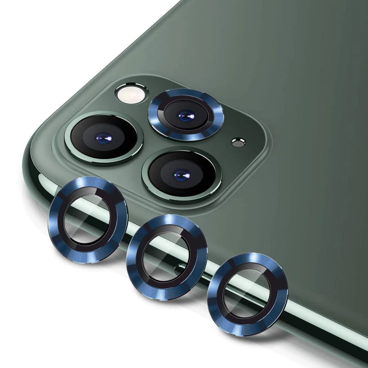 GadgeTEQCamera Lens Protector Compatible iPhone 11 Pro Max [Set OF 3] Camera Protector High Definition Anti-Scratch Full Coverage Metal Ring Ultra-Thin (Blue)
