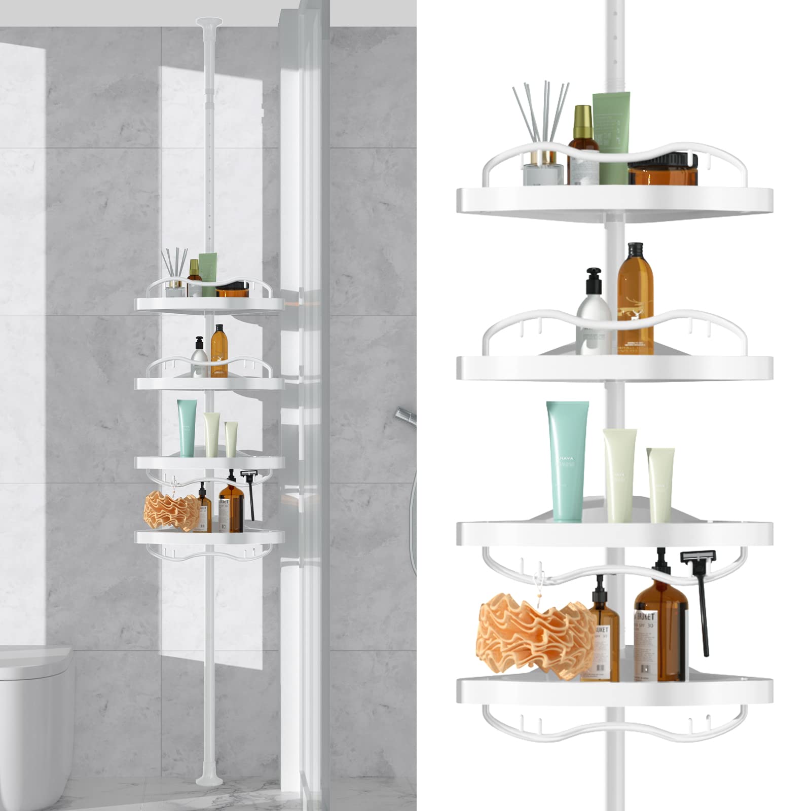 Snapklik.com : Corner Shower Caddy Tension Pole - Heavy Duty Floor To