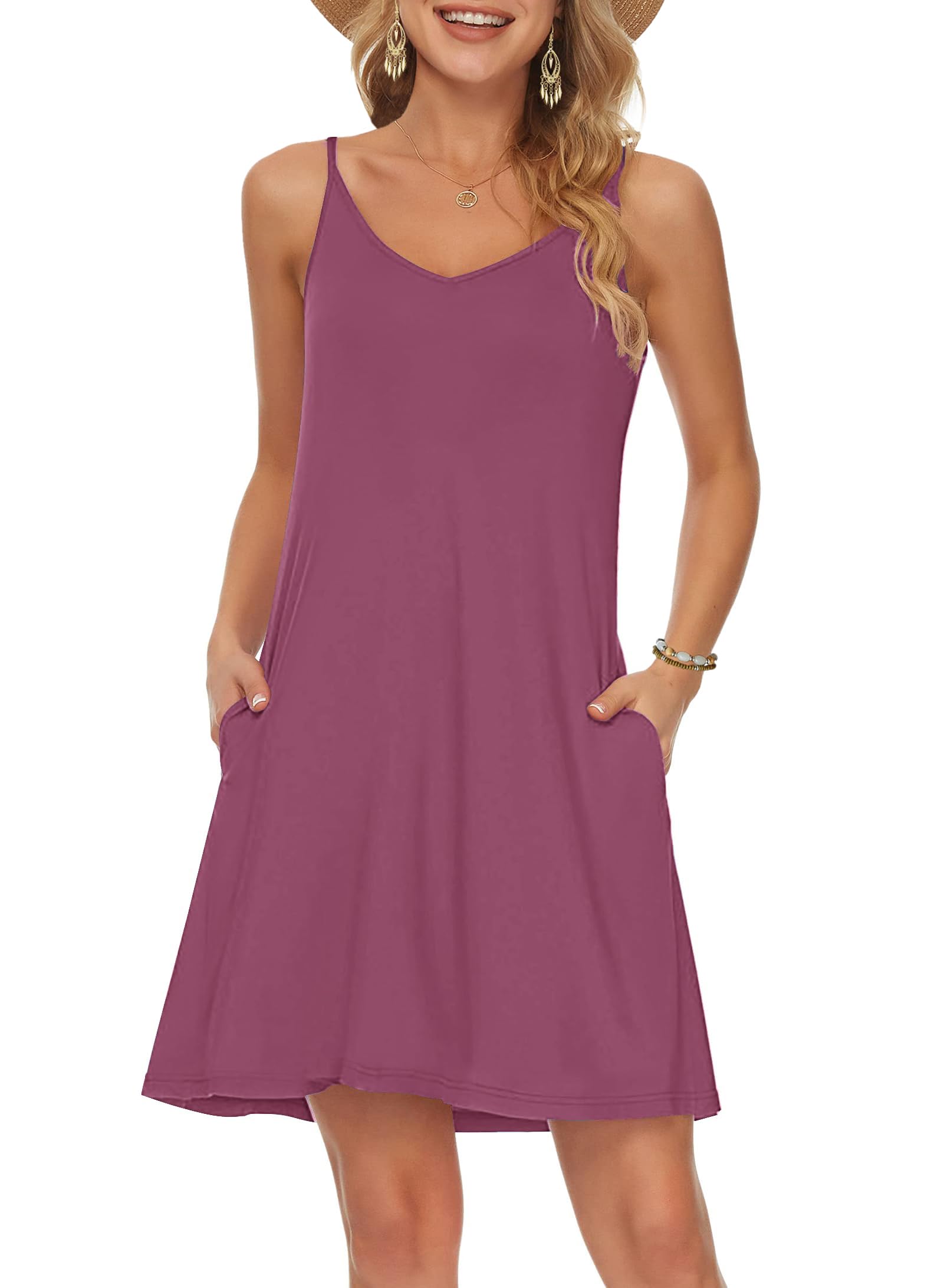 MISFAY Women’s Beach Dress, Casual Summer Dress with Spaghetti Straps, Swing Strap Dress, Cover-Up