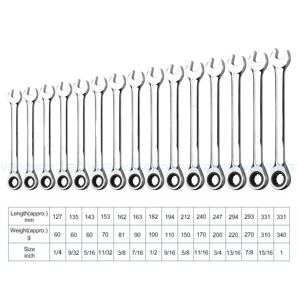 Telescopic Ratchet 7/16 1/2 9/16 5/8 11/16 Cal zestaw kluczy grzechotkowych klucz dynamometryczny 72-zęby lustro powierzchnia polerowana Klucze dynamometryczne