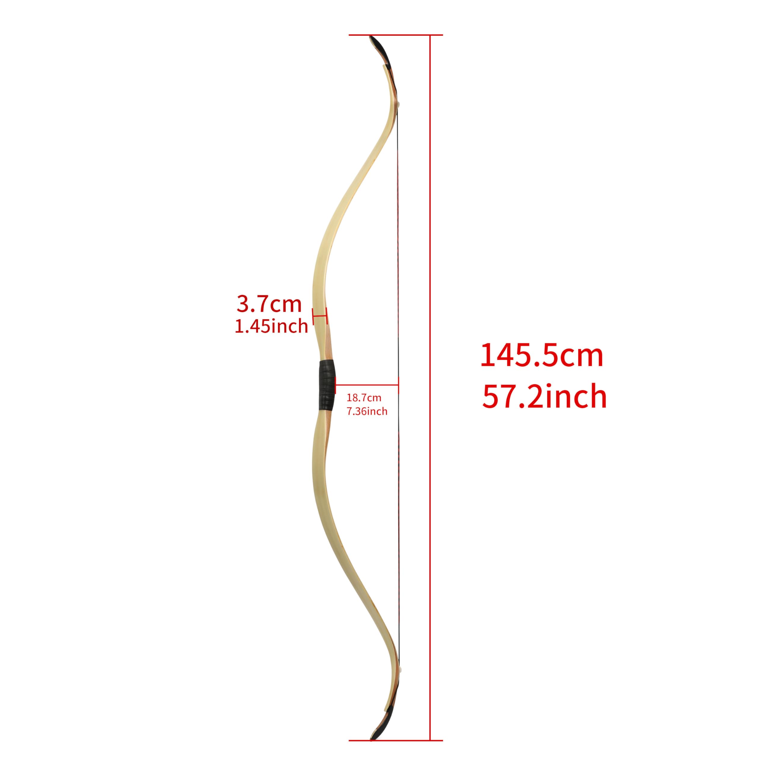 Arco tradizionale e set di frecce Kit arco da caccia longbow da 55 pollici per tiro da gara di pratica 20-45 libbre per mancini e destrorsi