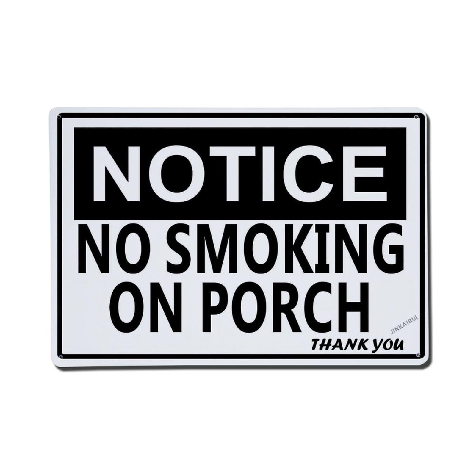 Notice No Smoking On Porch Thank You Retro Metal Tin Sign, Vintage Metal Poster for Home, Gaming Room, Studio Workshop,Bar,Garage Wall Art Decor 8x12 Inch