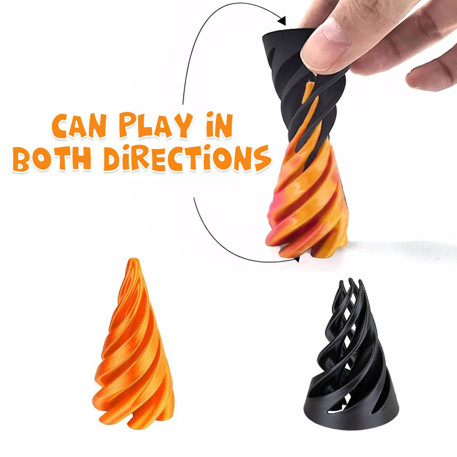 3D Printed Rotating Spiral Cone Fidget Toy AWAVM Impossible Pyramid Passthrough Sculpture Pass Through Pyramid Fidget Toy Fun Toys Anxiety Stress Relief Toy for Home Office Desk Decor Souvenir Gift - Image 4