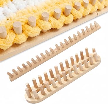Blingcute 32" Wooden Chunky Blanket Loom - Snag-Free Knitting Loom for Jumbo Yarn - No Needles Required Beginner Friendly Hand Weaving Set for DIY Throw Blankets, Pet Beds & DIY Craft Gifts.