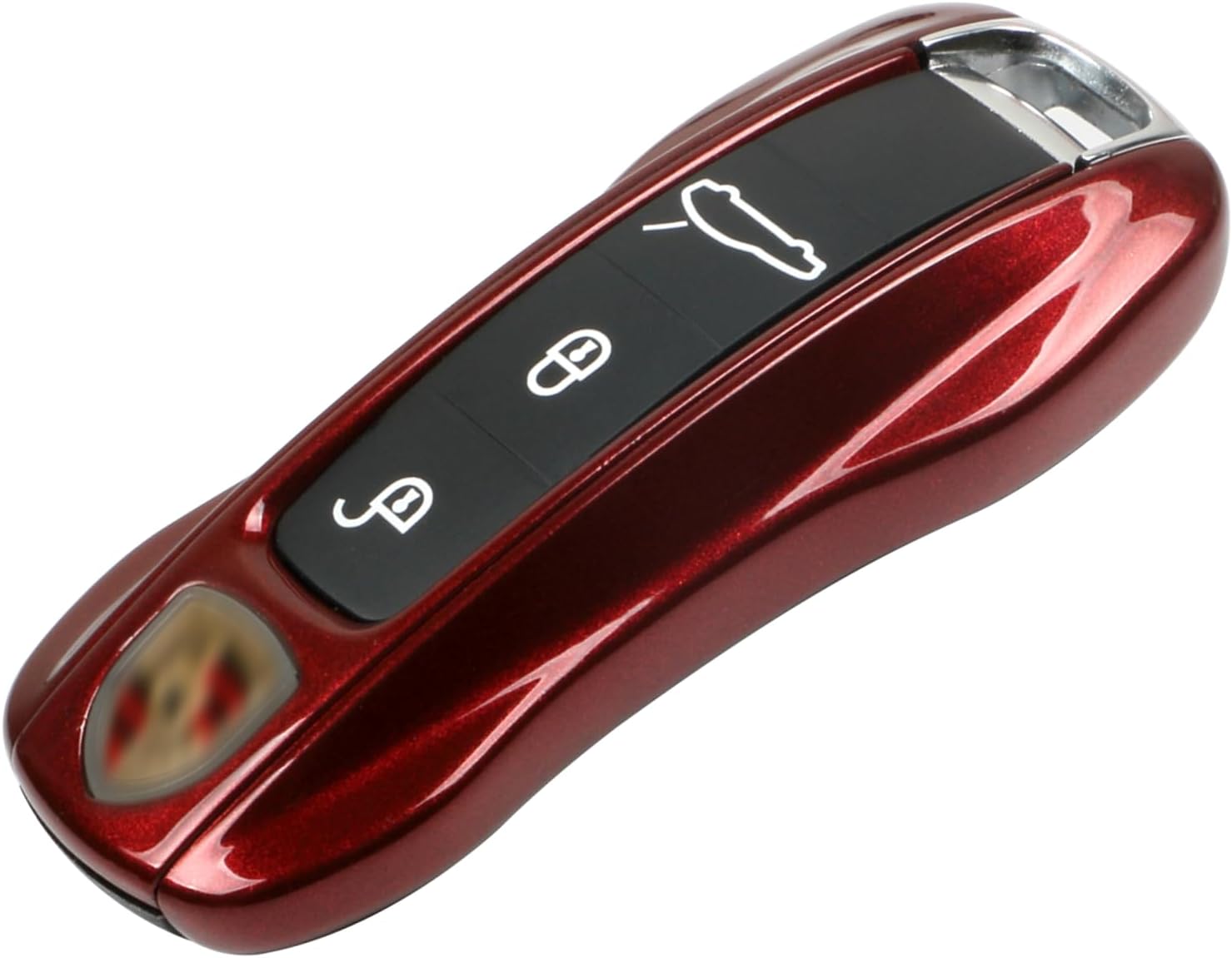 Jaronx Compatible with Porsche Key Fob Cover, Compatible with Porsche Cayenne Panamera Key Fob Cover 2018-2024, Compatible with Porsche Carrera Taycan Accessories 2020-2024 (Cherry Red-New)