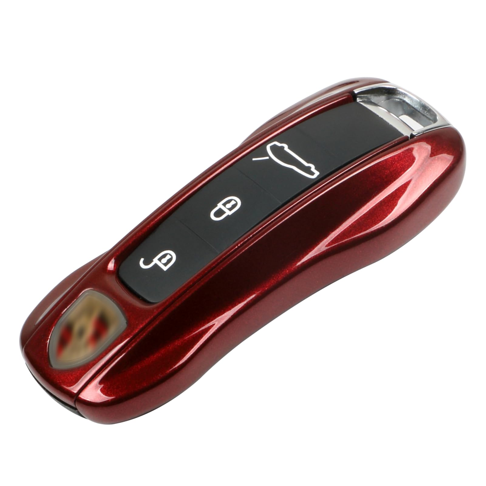 Jaronx Compatible with Porsche Key Fob Cover, Compatible with Porsche Cayenne Panamera Key Fob Cover 2018-2024, Compatible with Porsche Carrera Taycan Accessories 2020-2024 (Cherry Red-New)