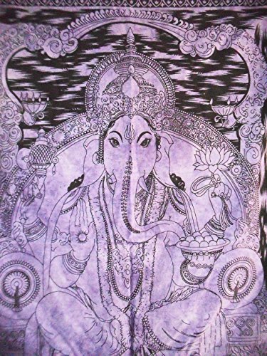 Traditional Jaipur Tie Dye Lord Ganesha Poster, Indian Wall Decor, Hippie Tapestry, Bohemian Wall Hanging, Gypsy Dorm Room Decorations, Boho Wall Art, Size 30"X40", Good Luck Poster Or Wall Sticker #TOP2
