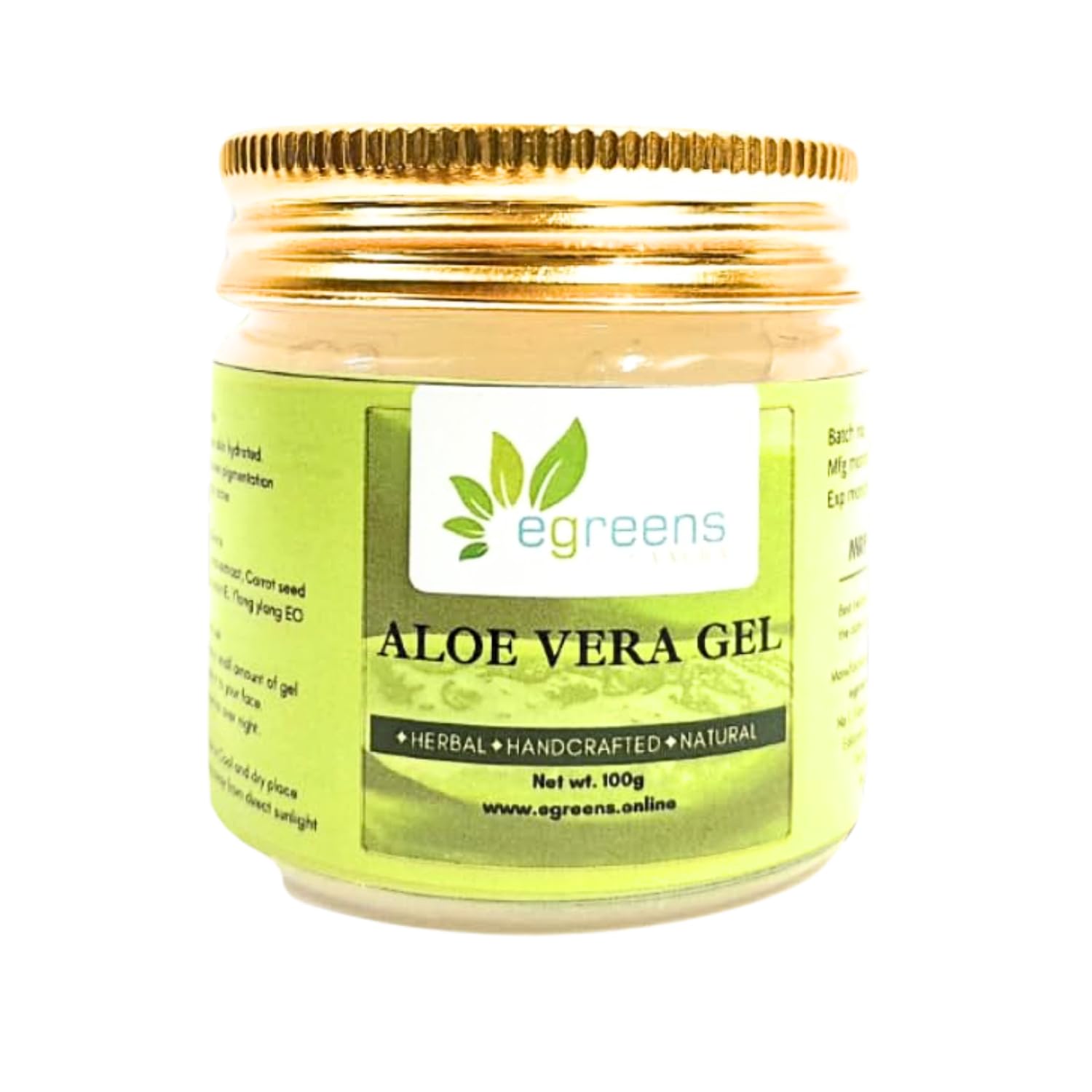 E-GREENS AAURA Aloe Vera Skin Gel For Face & Hair Hydrating Moisturizing Soothing Skin Multipurpose Gel Non-Sticky & Oil-Free Quick Absorbing Suitable for all Skin Types