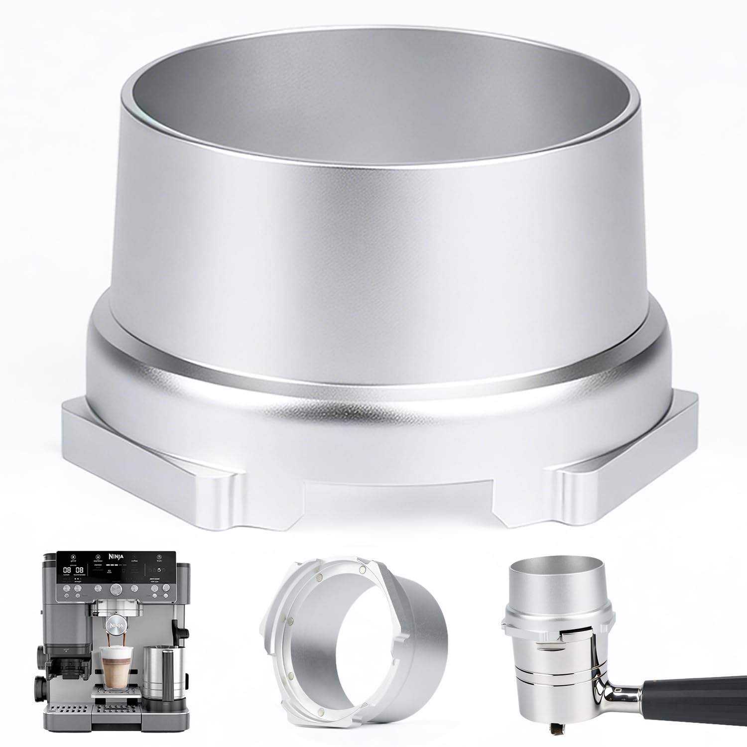Magnetisch Siebträger Funnel für Ninja Luxe Café Premier Series ES601 | Upgrade Ersatz-Dosiertrichter aus Aluminiumlegierung (Silber)