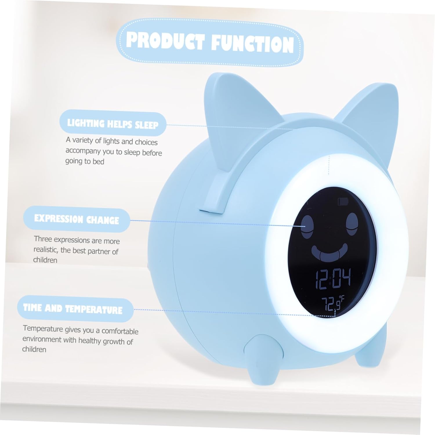 Garneck 1set Boy Girl's Sleep Wake up Clock Night Light Brightness Electronic Alarm Clock for Toddlers Dual Alarm Function for Bedrooms and Nursery Decor