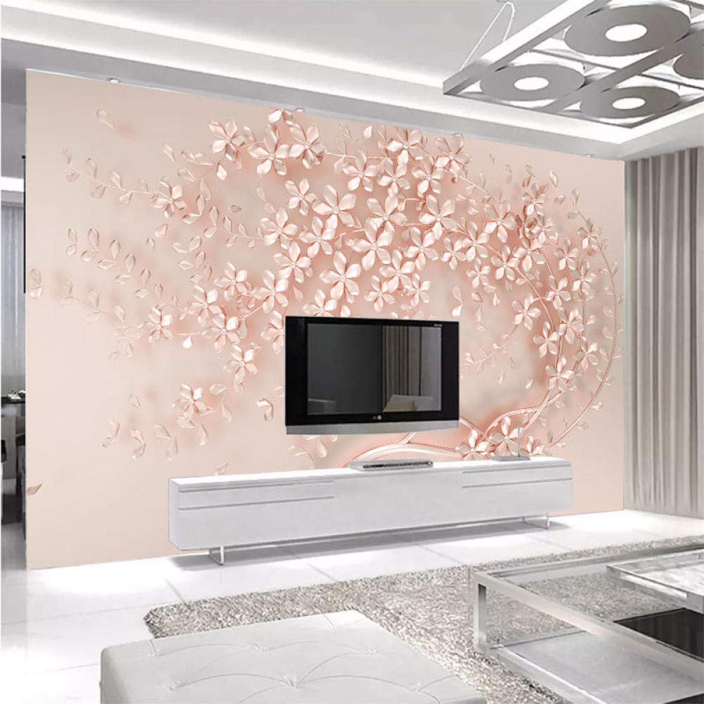 Papier peint relief rose argent 400cmx280cm tissu pour salon