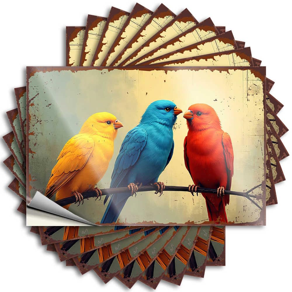 Colorful Birds On A Branch: A Vibrant Artwork Tattoo Teen Stuff Self Adhesive | Feminist Window Vinyl Sticker Pack for Drinking(8X12CM)