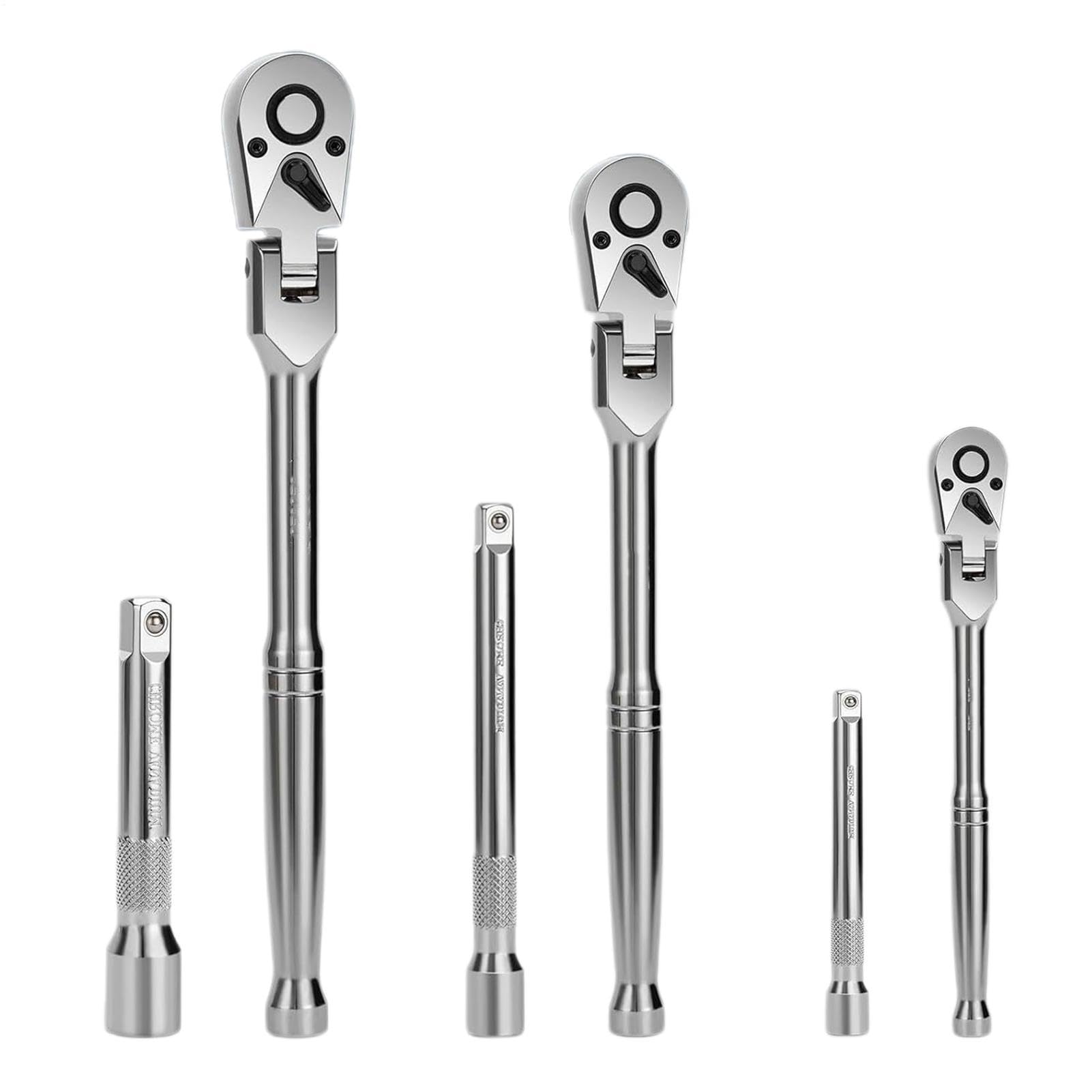 Llave de carraca extensible – Adj Tol 1/4 in3//2in | Mecanismo de | accionamiento inverso giratorio de 180 grados, aplicación para mantenimiento y reparación de vehículos de motor, acceso estre