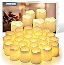 SHYMERY Flameless Votive Candles,Flameless Flickering Electric Fake Candle,24 Pack 200+Hour Battery Operated LED Tea Lights in Warm White for Wedding, Table, Halloween,Christmas Decorations 1.5"X1.7"