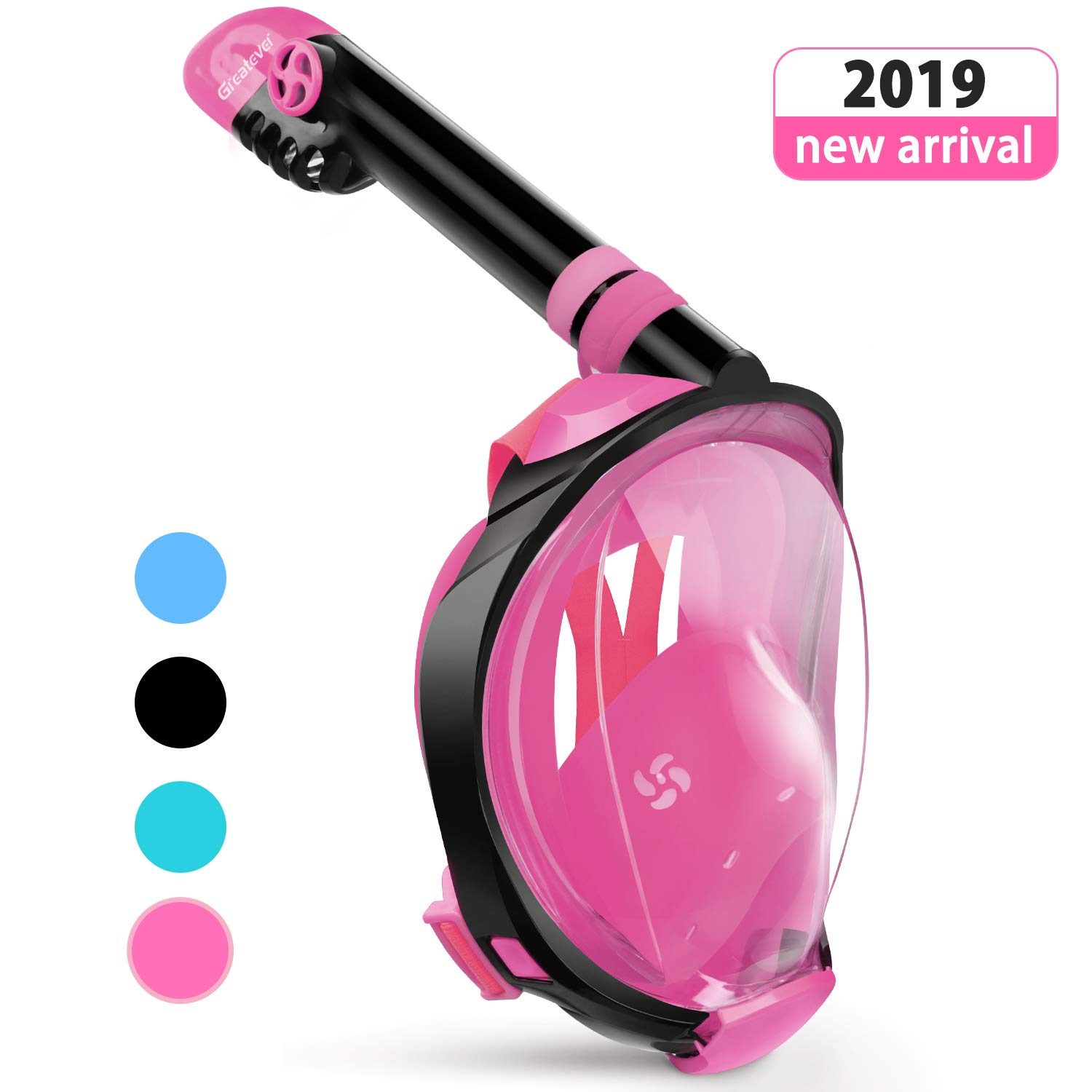 Greatever G2 Full Face Snorkel Mask with Latest Dry Top System,Foldable 180 Degree Panoramic View Snorkeling Mask with Camera Mount,Safe Breathing,Anti-Leak&Anti-Fog (Pink, X-Small)