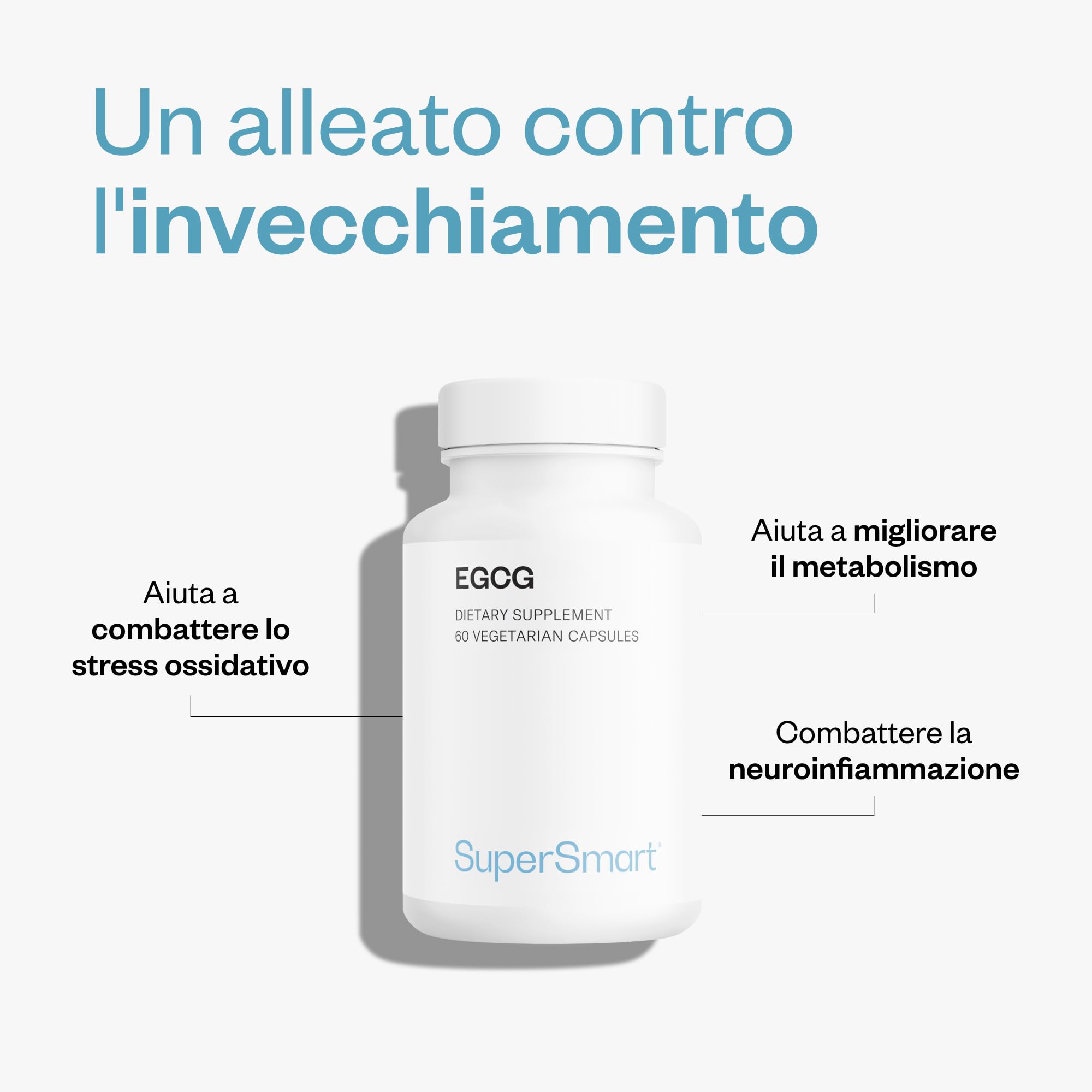 EGCG - Aiuta la digestione - Estratto di tè verde standardizzato al 70% EGCg - Vegano - Senza glutine - Supersmart