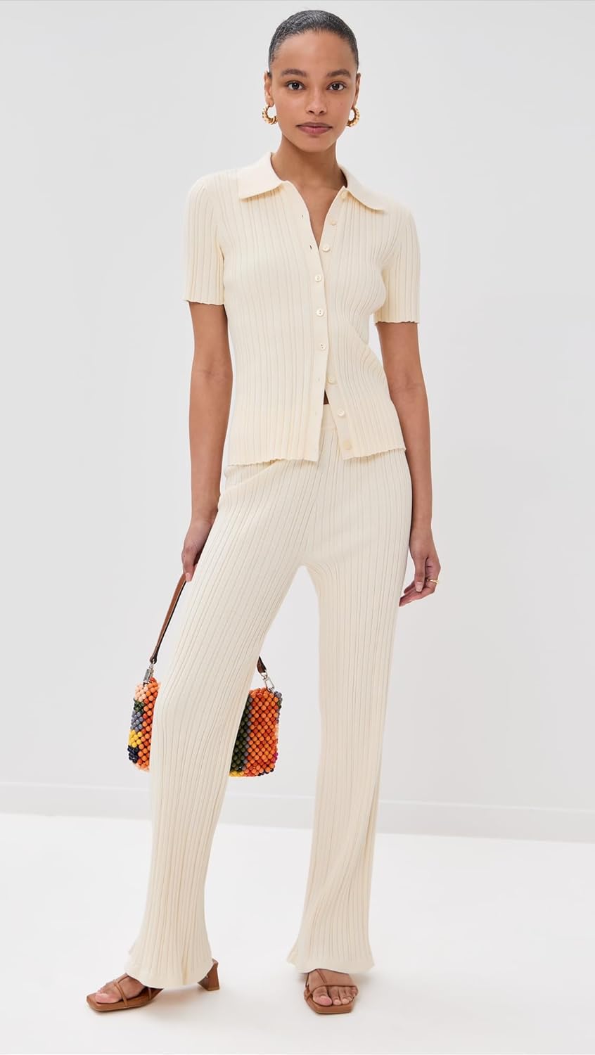 LE BOP Women's Ribbed Flare Pants - Image 5