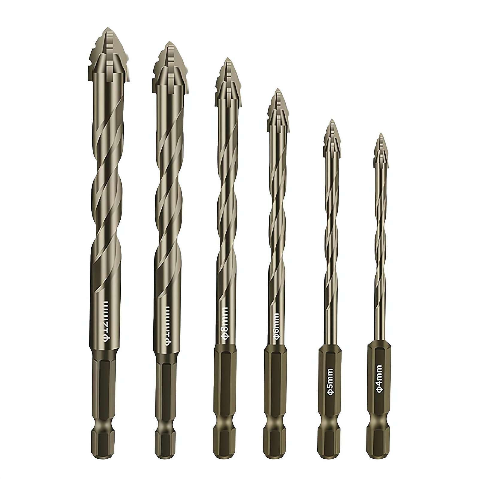 Paquete de 4/6 brocas excéntricas de cuatro flautas, brocas dentadas de cuatro filos, taladro excéntrico para azulejos de cerámica, vidrio, mármol, hormigón, cabeza inclinada de alta dureza,