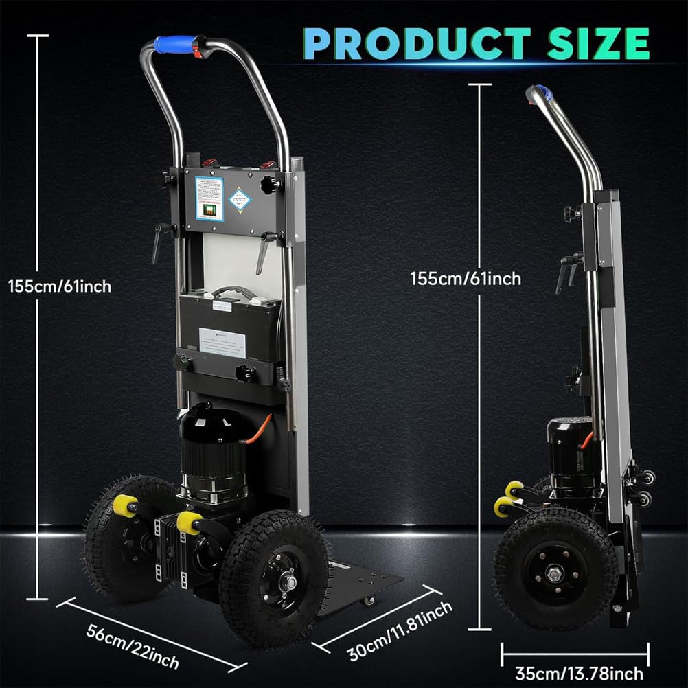 Generico Carrello Montascale Elettrico da 1200 W 400 kg di Carico Camion Elettrico per Sacchi con Maniglia Telescopica Scale e Discese per Trasportare Oggetti Grandi