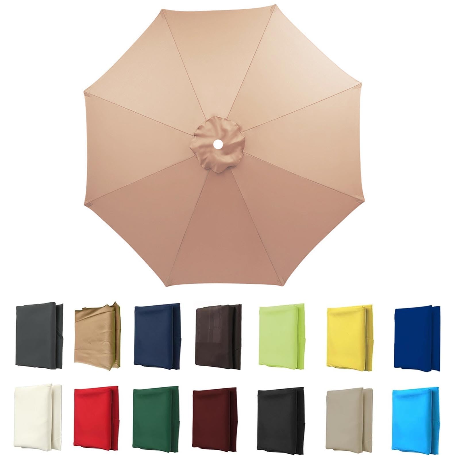 2m-3.5m Replacement Parasol Canopy, Umbrella Replacement Fabric, UPF 50+ Garden Parasol Replacement Canopy, Outdoor Replacement Fabric, 6/8 Rib for Garden Umbrella (Khaki D,8ribs:2.5m/8.2ft)