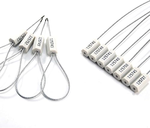 Miniatura 2 de Sellos de cable de seguridad de 19.7 in, sellos de metal antimanipulaciones, candado autobloqueante, etiquetas de seguridad numeradas en serie