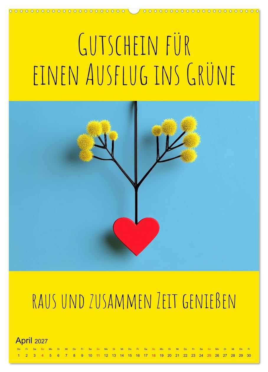 CALVENDO - Gutscheinkalender - Gutschein Karten als Geschenk der Liebe (hochwertiger Premium Wandkalender 2027 DIN A2 hoch), Kunstdruck in Hochglanz: Geschenk für Freundin, Freund und Paare Geschenk f