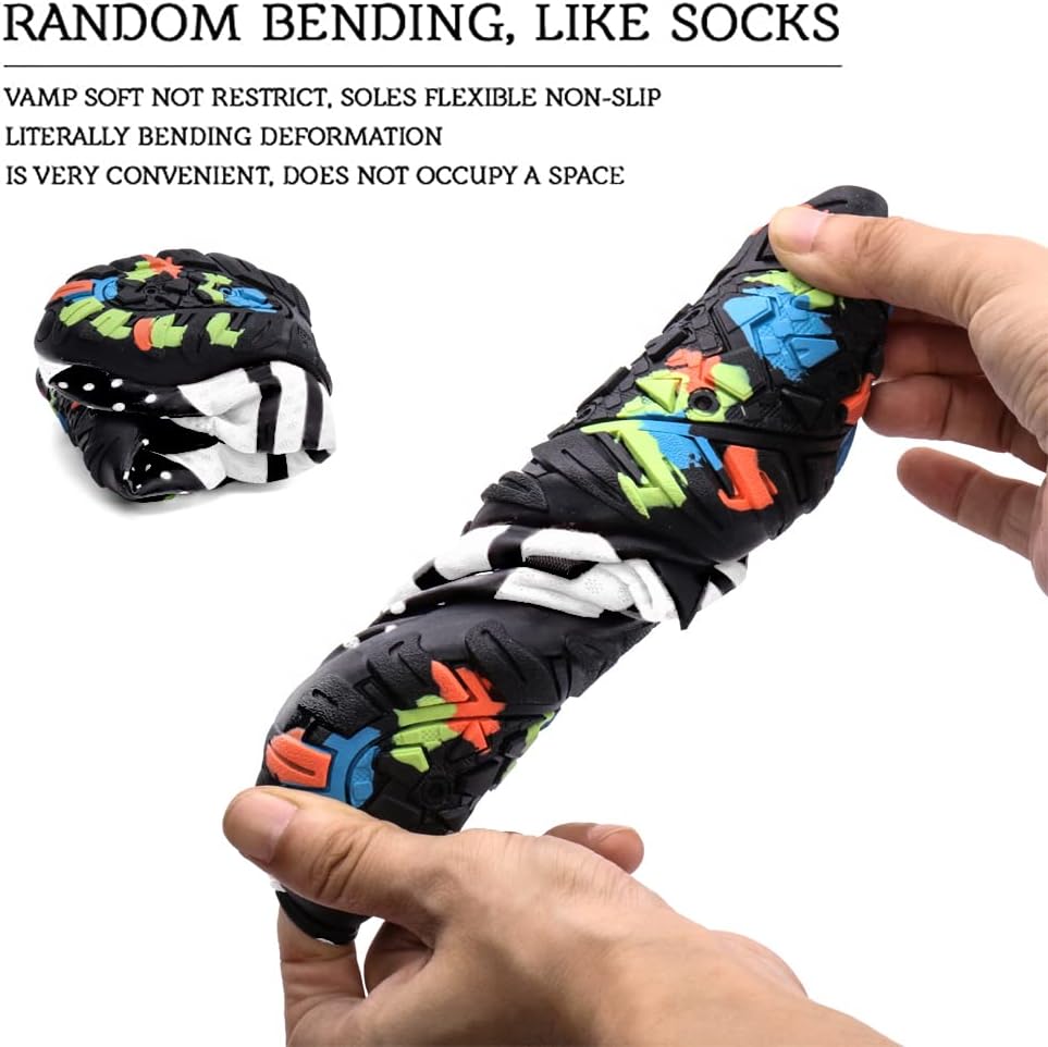 HIITAVE Womens Aqua Beach Water Shoes Quick Dry Barefoot Swim Socks for Surf Pool River Walking Diving Water Sports 7.5 Women/6.5 Men White/Black