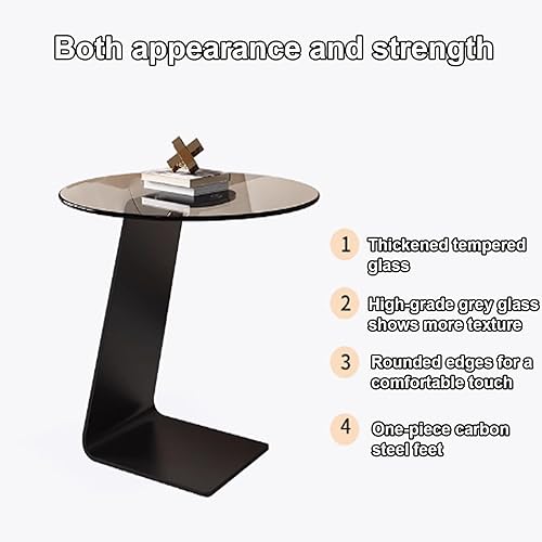 Miniatura 5 de Mesas auxiliares pequeñas Mesita de noche auxiliar pequeña mesa auxiliar de cristal pequeña mesa redonda adecuada para sala de estar, dormitorio,