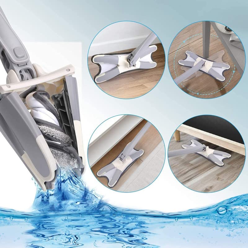 Image of Drumstone (10 Years Warranty) X-Type Microfiber Mop for Floor Cleaning, Hand-Free Wash Self Wringing Flat Mop, 360 Degree Dry /Wet Mop for Home Kitchen Hardwood Laminate Wood Tile Floors
