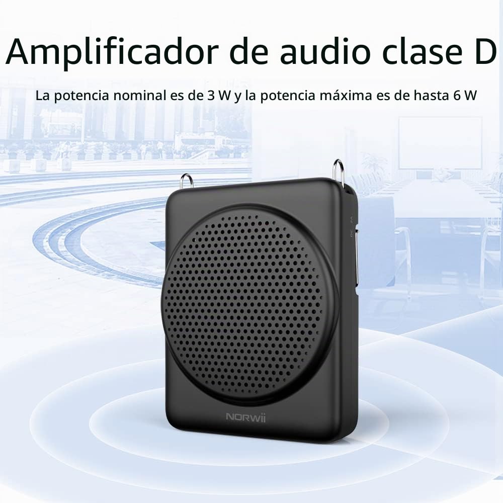 Norwii S368 Super-Mini Amplificador de Voz portátil con micrófono de Diadema y Cintura, Diseño Ligero y Compacto, micrófono Personal para Profesores, guías turísticos, amplificadores de Potencia PA