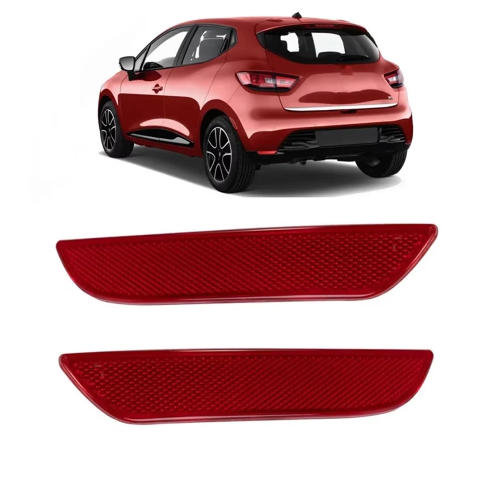 Compatible Con Clio MK4 2013-2016 2017 2018 2019 2020 2021 Reflector Parachoques Trasero Coche 265659650R Tiras Reflectantes Decorativas Reflectante Parachoques(Right)