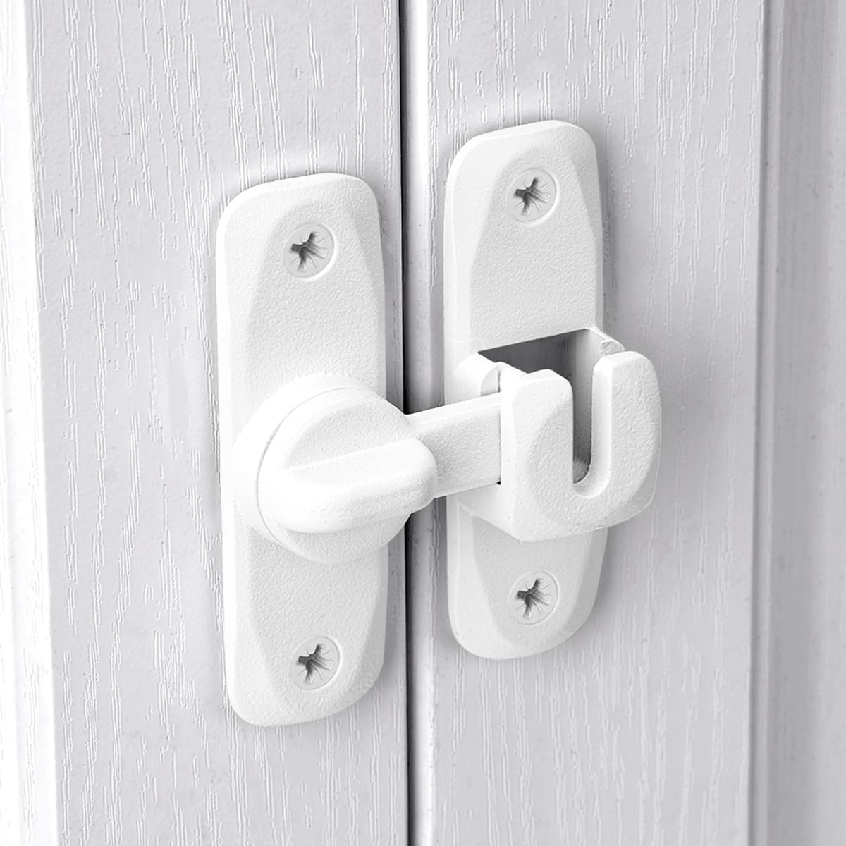 INIRET 3 Packs Matte White 90/180 Degree Barn Door Latches, Zinc Alloy Right Angle Gate Lock, Flip Door Latch Hardware, Security Sliding Door Lock for Cabinets, Bathroom, Barn Door
