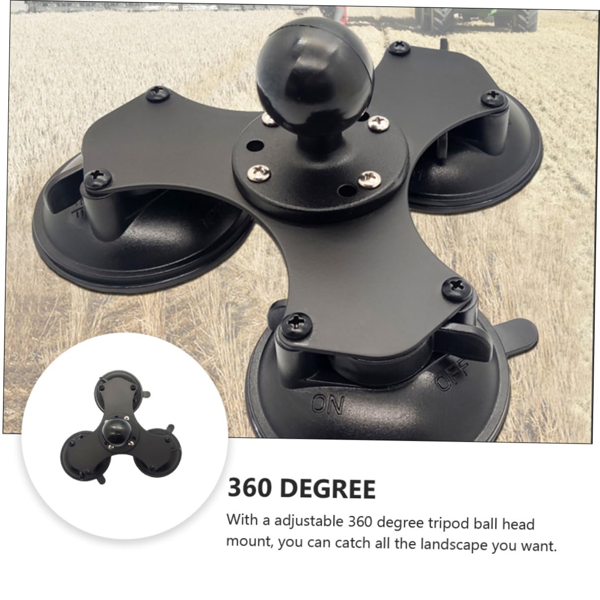 NUOBESTY Accesorios de Cabezal Esférico Soporte de Ventosa Triple para Parabrisas Compatible Soporte para Ventana y Montaje de Succión Ajustable