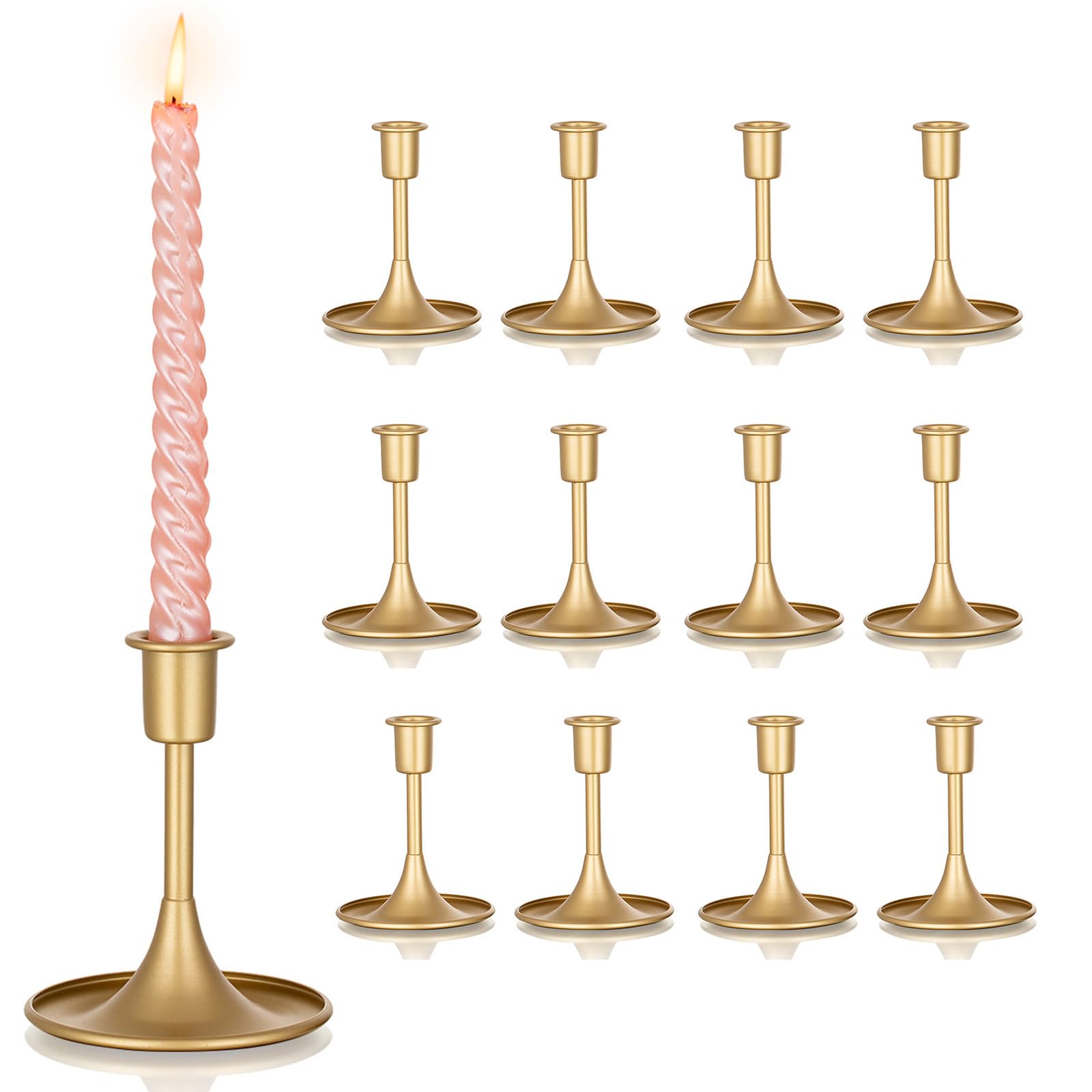 Sziqiqi Gold Candlestick Holders Centerpieces - Vintage Candle Sticks Holder Bulk Small Christmas Centerpieces for Tables Taper Holders Decoration for Party Event Holiday