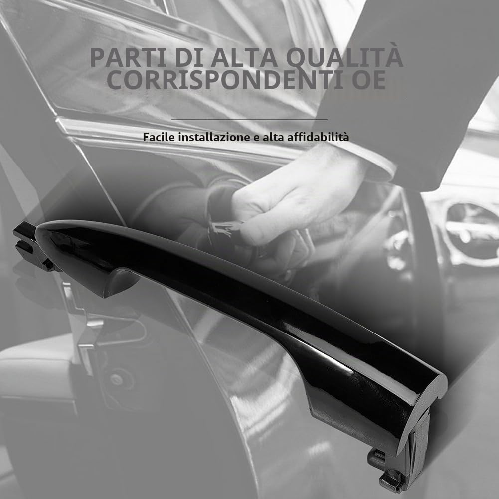 Zoegneer 1 coppia di maniglie per porta anteriore nere per auto, set di impugnature esterne per porta per Alfa Romeo Giulietta Mito Lancia Y OEM 2156145296 156145295 in plastica