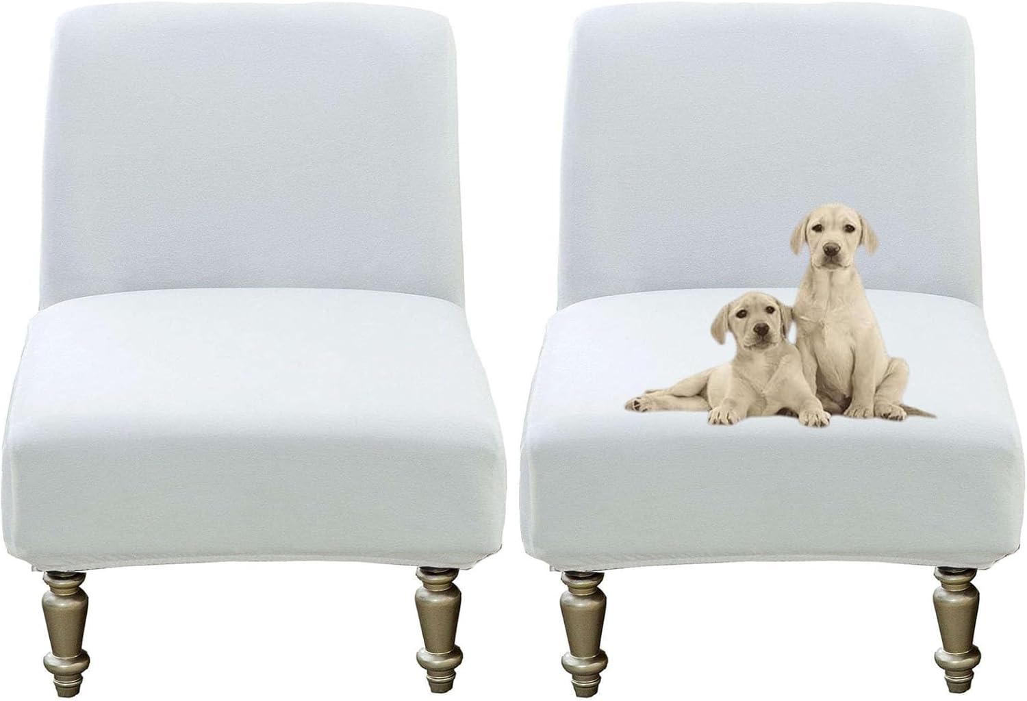 Armless Slipper Chair Slipcover in Velvet - Non - Slip, Comfort for Home & Office(Black,Set of 2)