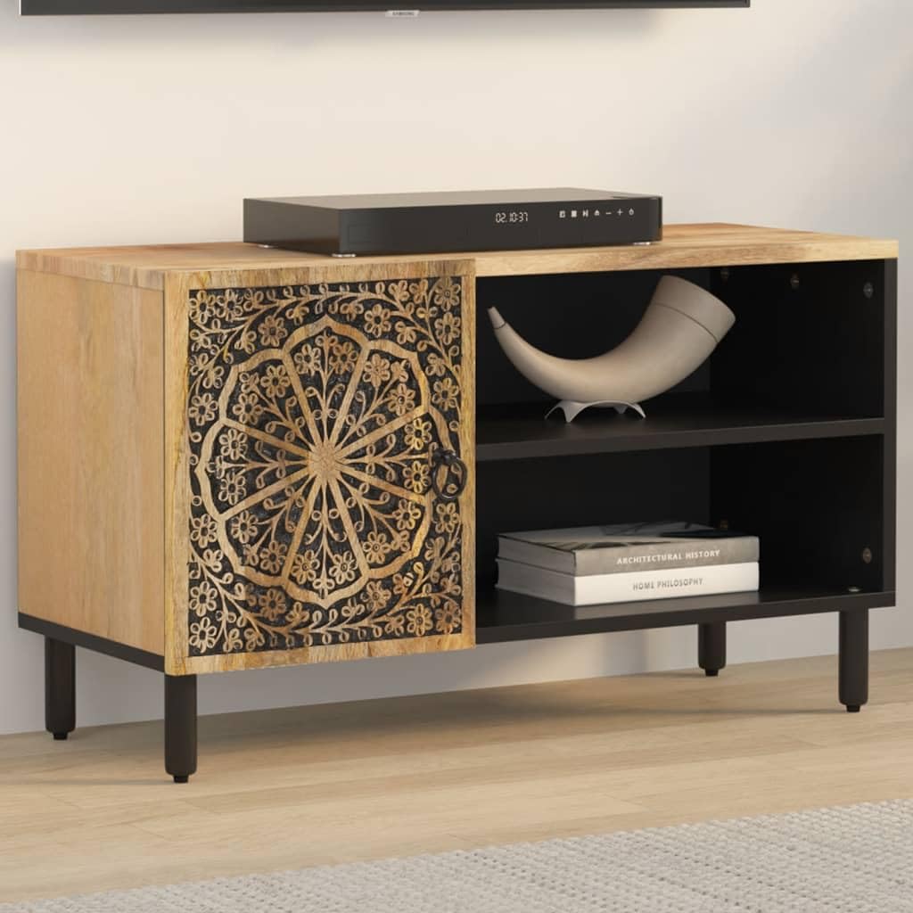 Mobile TV 80 x 31 x 46 cm, in legno massiccio di mango, mobile