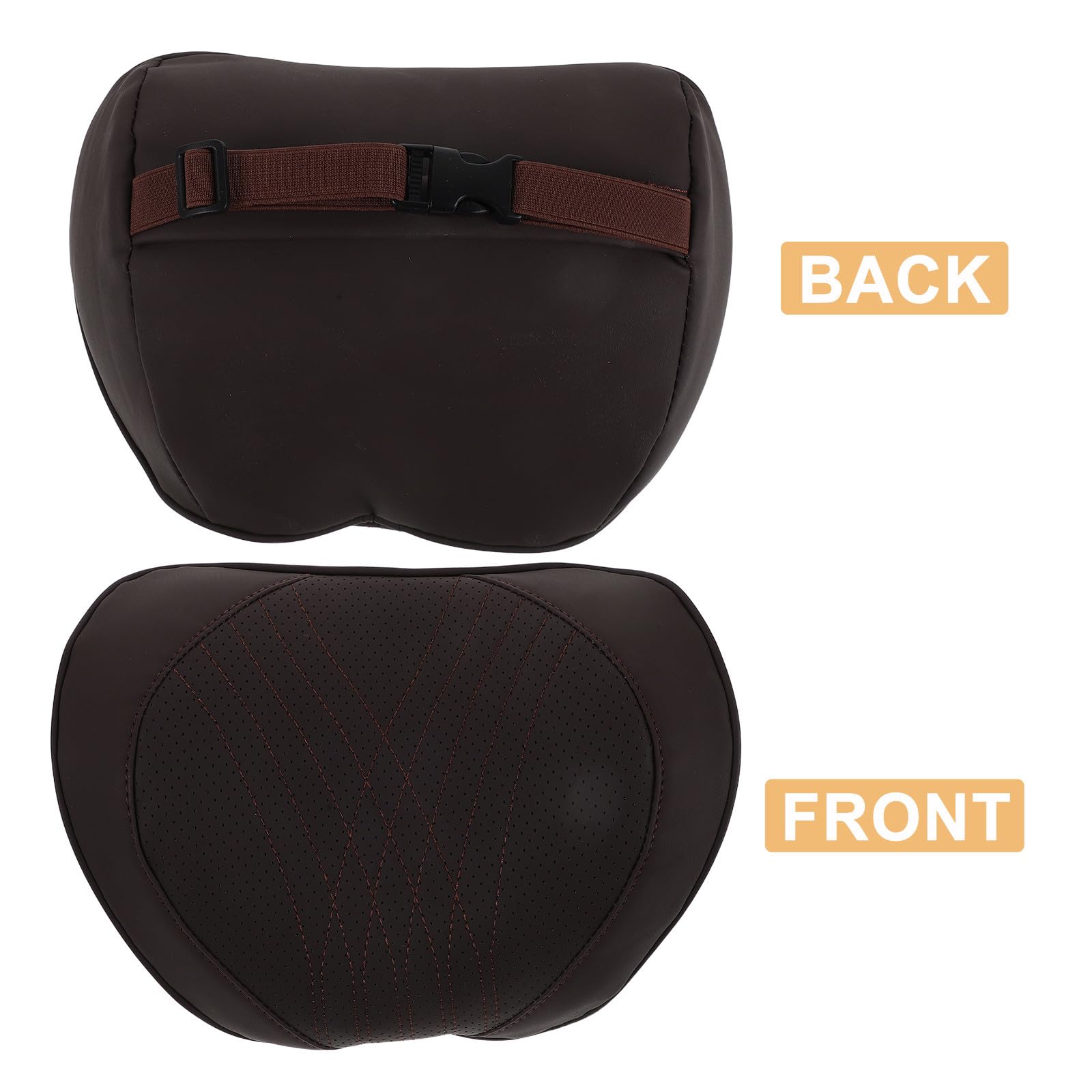 Beavorty Almohada Ergonómica para Cuello y Espalda para Coche con Espuma Viscoelástica y Cubierta de Cuero Extraíble, Correa Ajustable para Viajes en Carretera Cómodos
