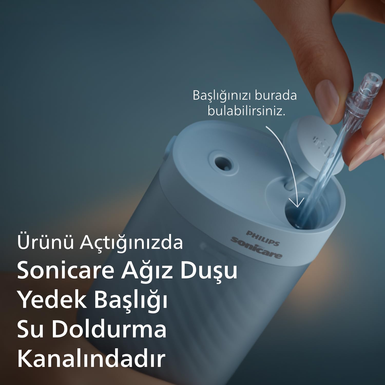 Philips Sonicare Kompaktowy irygator 1000, przenośny irygator wodny z 3 trybami nitkowania, wodoodporny irygator do jamy ustnej IPX7, przyjazny w podróży, niebieski, model HX3333/24
