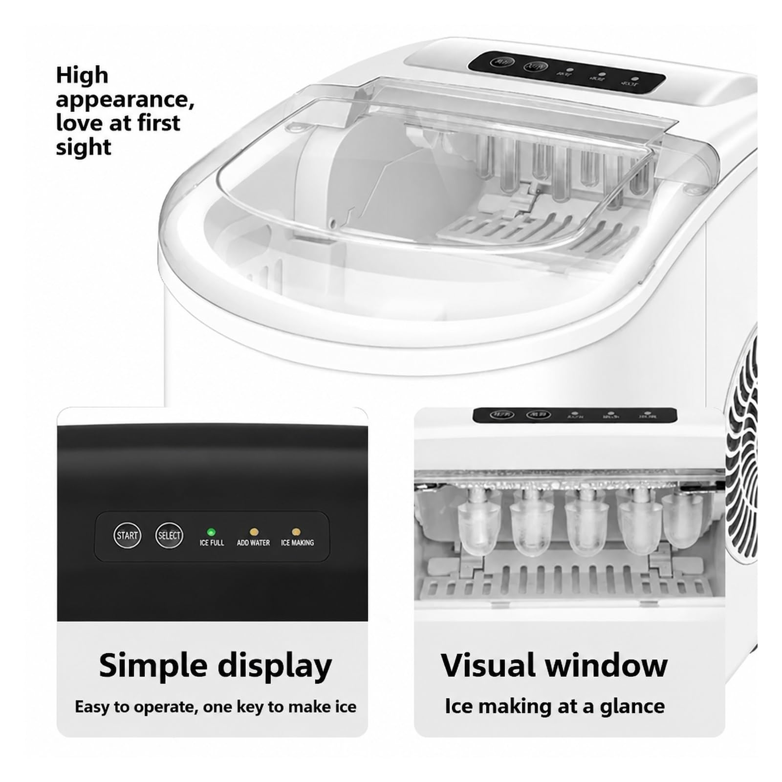 Máquina de hielo, Máquina automática para fabricar hielo, portátil para uso doméstico y comercial(G)