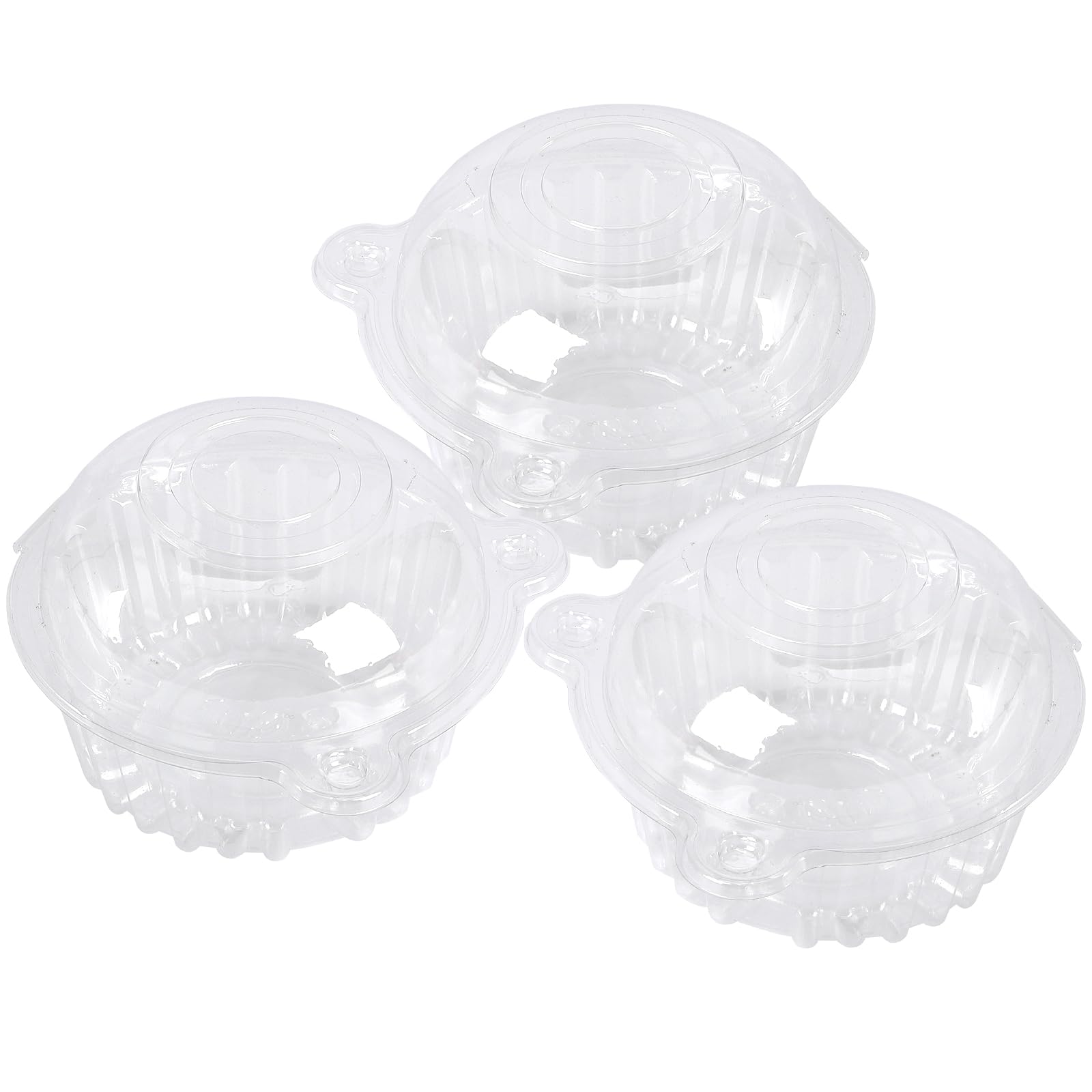 Hewnda 100 Pack Plastic Single Individual Cupcake Muffin Dome Holders Cases Boxes Cups Pods,Great for parties or cake,muffin sales