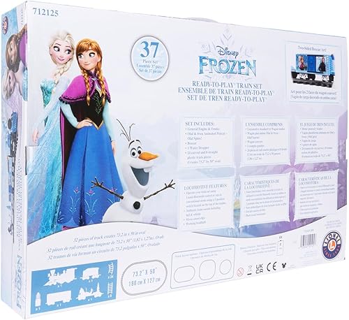 Miniatura 16 de Lionel Juego de tren de juguete de Frozen de Disney a pilas con Bluetooth, locomotora, vagones de tren y pista con sonidos auténticos de tren, luces