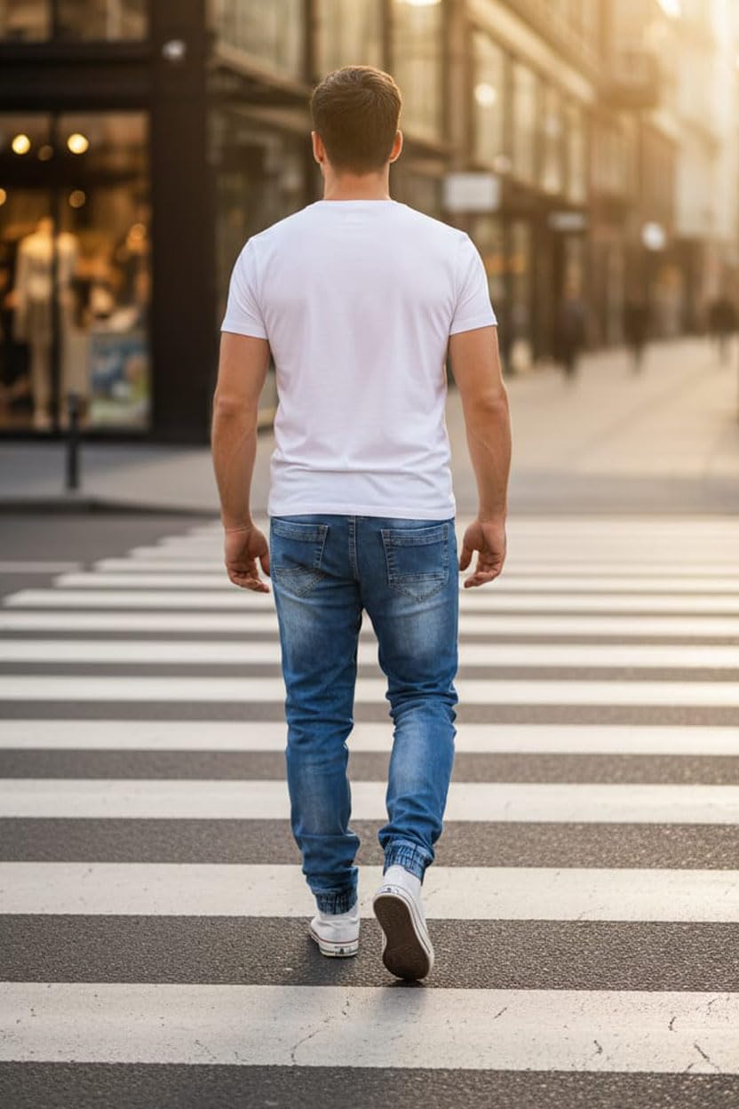 Reslad Dżinsy spodnie dresowe o wyglądzie dżinsu, męskie spodnie slim fit, spodnie męskie RS-2073
