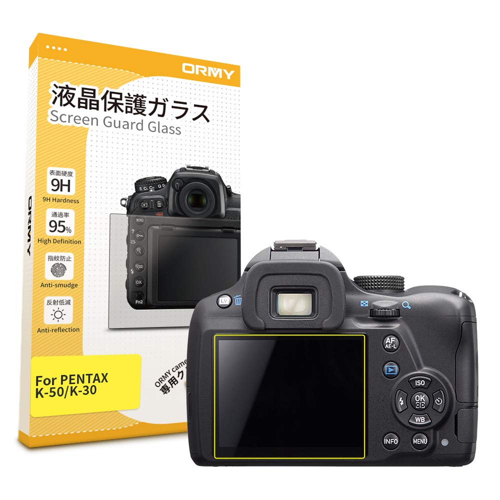 ORMYTempered Glass Camera Screen Guard for Pentax K-50 / K-30 [Ultra-thin, High Definition, 9H Hardness]