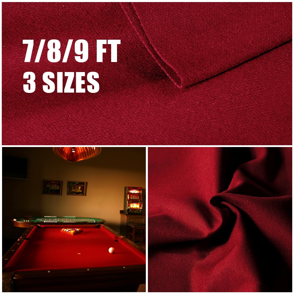 Metaball Professional Pre Cut Pool Table Felt Cloth with 6 PCS Bottom Cloth - Choose for 7, 8 or 9 Foot Table, 7 Colours for Choice (for 7 Fool Table, Red Wine)