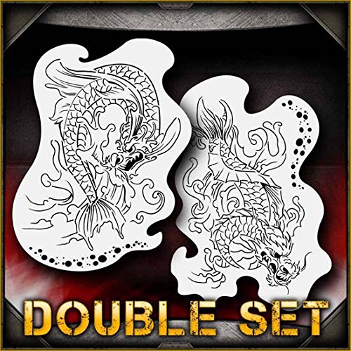 Dragon Koi b AirSick Airbrush Stencil Template