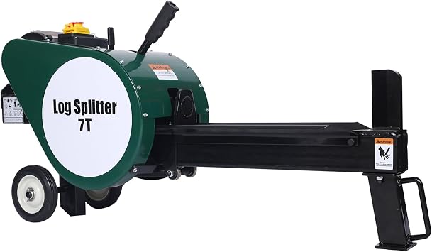 7 Ton Horizontal Double Flywheel Electric Log Splitter, 2HP 16A 110V Portable Firewood Splitting Machine with Low Profile Design & Comfortable Handle