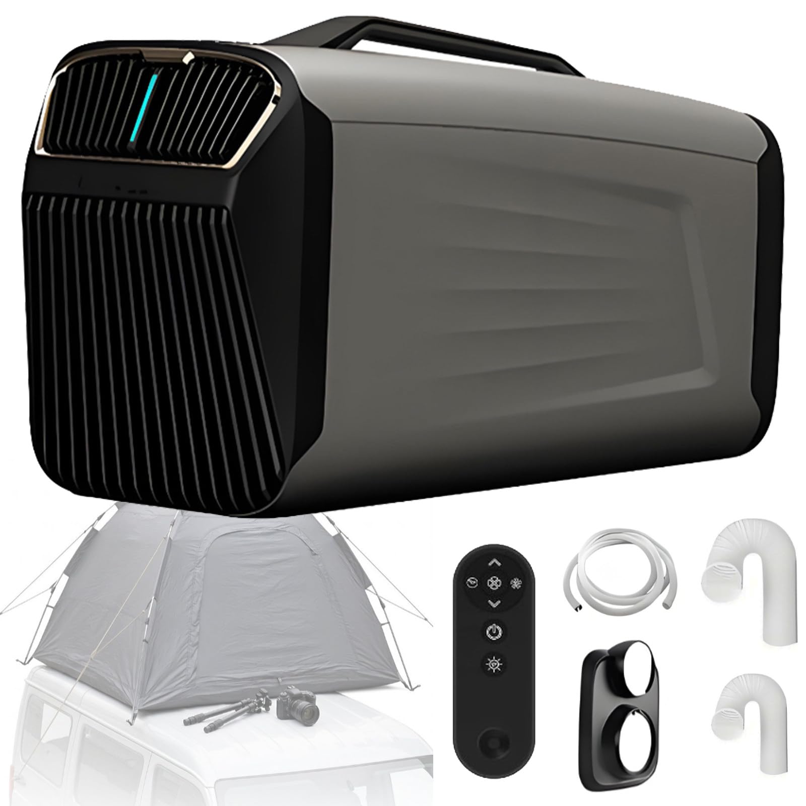DOZPAL 5200 BTU Portable Air Conditioner Air Conditioning Unit Tent Air Conditioner Kit for Outdoor Tent Camping RV Truck and Home Use, 4 Modes Switching and 24-Hour Timer 24V