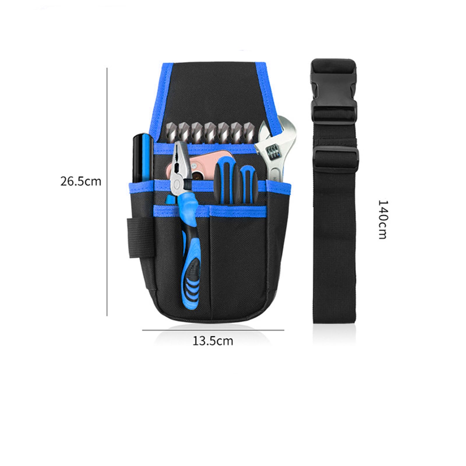 Borsa Porta Attrezzi, Custodia per elettricista, Borsa per elettricisti, Borsa Magazzino Utensili, Cintura Porta Attrezzi Multi Tasche, per Elettricista,Carpentiere(Blu 26.5 * 13.5 * 5cm)