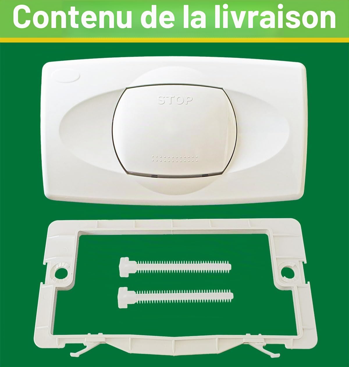 LIV Plaque de commande pour réservoir encastré Isosan avec chasse d'eau 1 débit (démarrage/arrêt), blanc
